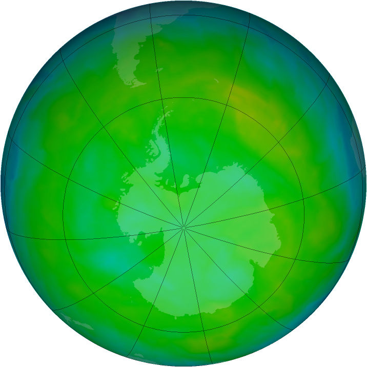 Antarctic ozone map for 12 December 2012